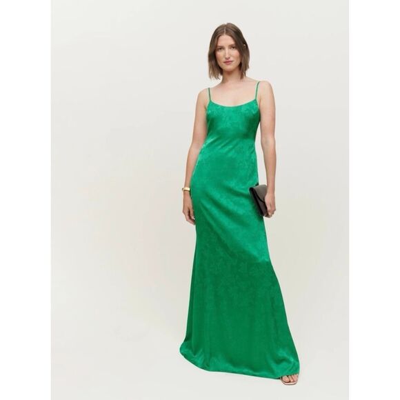 NEW Reformation Allium Maxi Dress size 4 Green Floral Open Back Sleeveless - Picture 1 of 14
